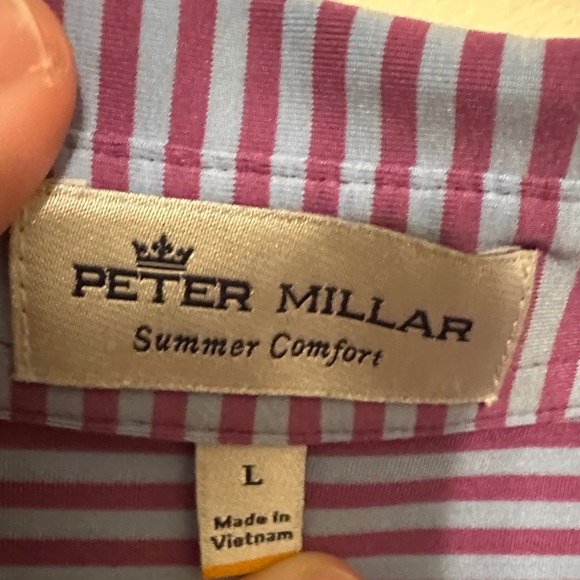 Peter Millar Summer Comfort Purple and Blue Striped Polo - Picture 2 of 3